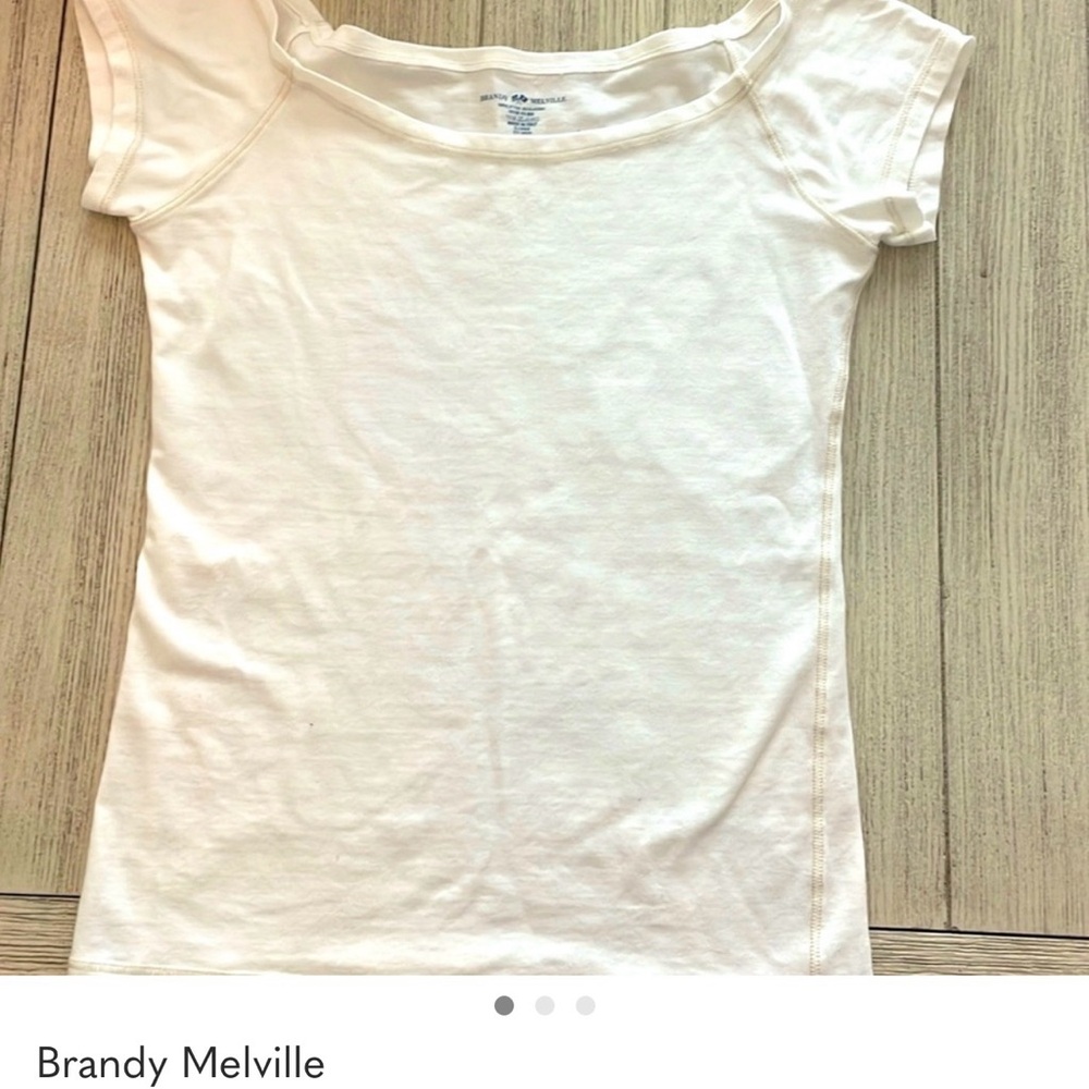 Brandy Melville White Scoop Neck Tee